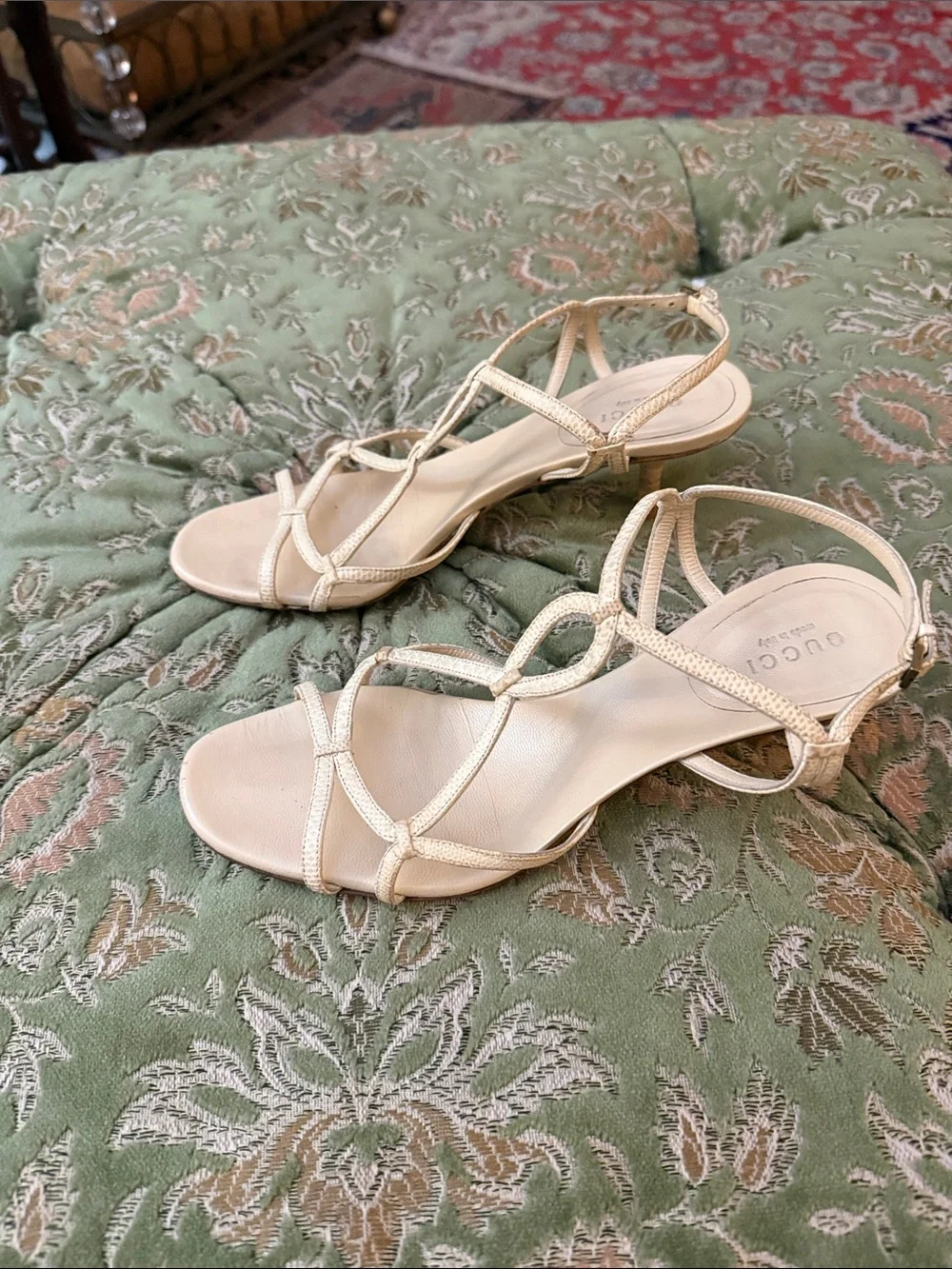 Vintage Gucci Cream Strappy High-Heel Sandals